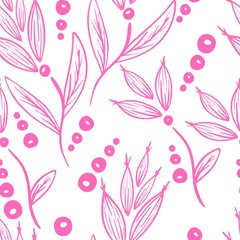 Fototapeta na wymiar vector illustration pattern pink flowers on a white background