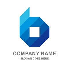 Geometric Square Letter B Business Company Vector Logo Design