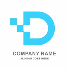 Fototapeta premium Monogram Letter D Geometric Square Pixel Business Company Vector Logo Design