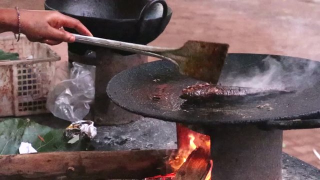 Hot and tasty fish tawa fry with less oil in a road side fish stall in Yelagiri hillstation on a rainy evening
