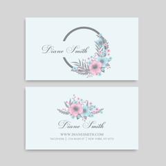 Light blue business cards flower template