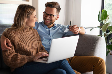 	 Young couple ordering online	