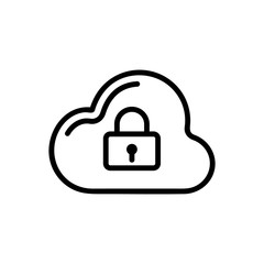 Protect the cloud storage icon vector. A thin line sign. Isolated contour symbol illustration
