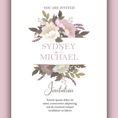 Floral wedding template - pink floral card