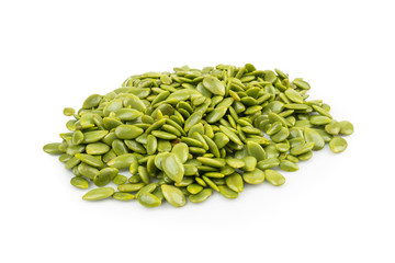 Phatakin seed (Leucaena leucocephala) isolated on white background