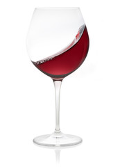 red wine wave in a glass isolated on white background