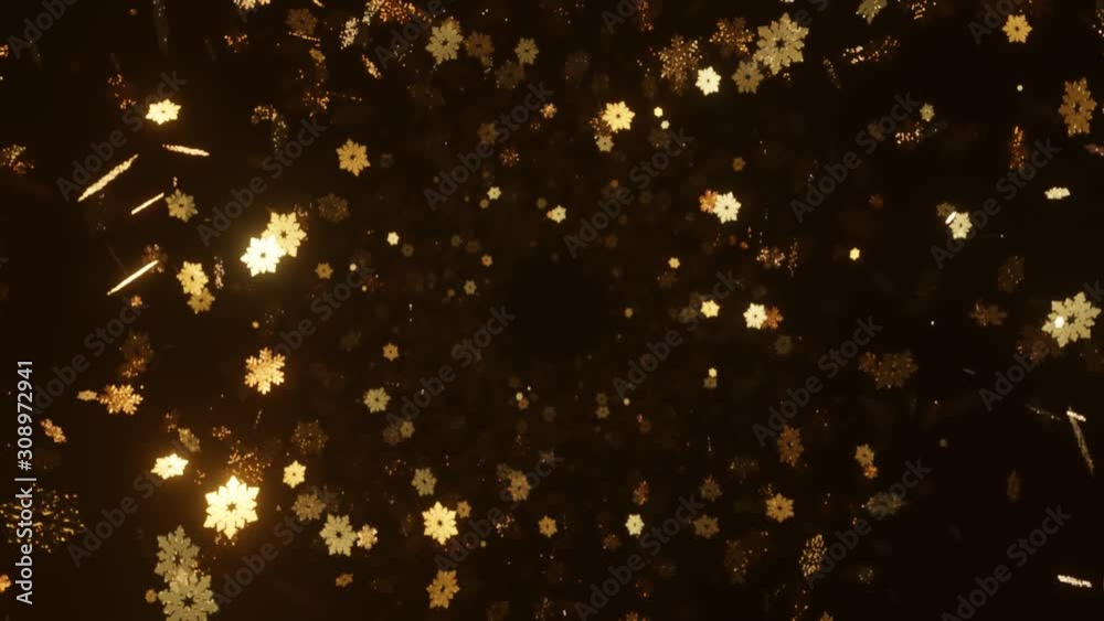 Wall mural abstract motion background shining gold snowly particles. shimmering glittering particles with bokeh