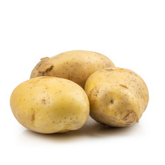 Fresh potato or potato slices (Solanum tuberosum) isolated on white background