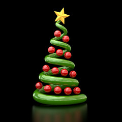 Christmas Tree with yellow star 3d illustration