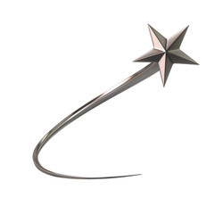 Silver Shooting Star 3d Illustration isolated on white background