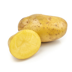 Fresh potato or potato slices (Solanum tuberosum) isolated on white background