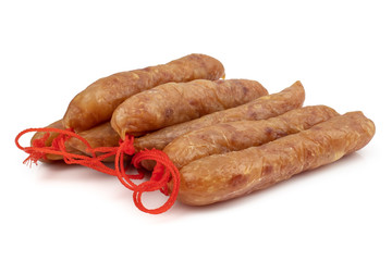 Chinese sausages isolated on white background