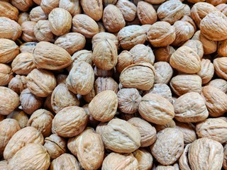Walnuts in shell, natural raw food