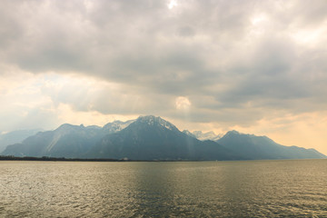 Mountain landscape with cloudy in evening