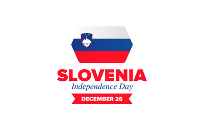 Independence Day in Slovenia. National happy holiday, celebrated annual in December 26. Slovenia flag. Patriotic elements. Poster, card, banner and background. Vector illustration