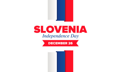 Independence Day in Slovenia. National happy holiday, celebrated annual in December 26. Slovenia flag. Patriotic elements. Poster, card, banner and background. Vector illustration