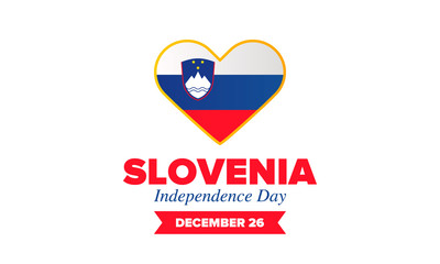 Independence Day in Slovenia. National happy holiday, celebrated annual in December 26. Slovenia flag. Patriotic elements. Poster, card, banner and background. Vector illustration