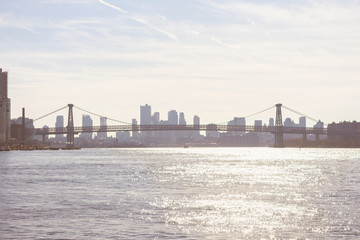 Williamsburg Bridge connecting Manhattan to Brooklyn New York over the East River