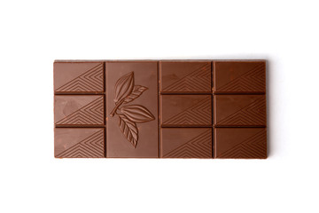 Chocolate with nuts isolated on white background.