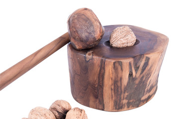 man breaking a nut in a nutshell