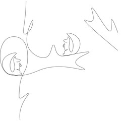 Forest landscape background with cute animals, vector illustration