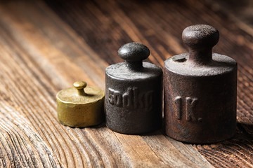 Old rustic metal weights
