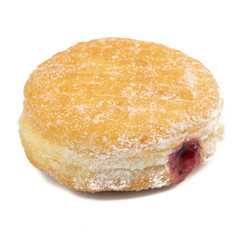 Traditional Polish donuts isolated on white background.doughnuts with jam Blueberry shell