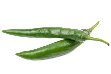 Fresh Green and red chili pepper with sliced isolated on white background, concept of vegetable ingredients in food