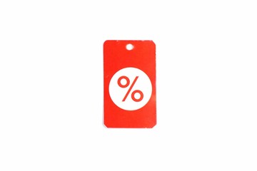 Sale tag, discount on a light background.