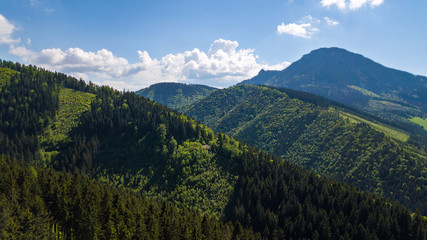 Obraz premium Aerial view of mountain peaks in the Slovak Tatras