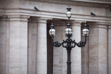 Ornate Lamp in Saint Peter Square, Rome, Italy