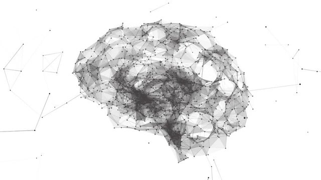 Artificial Intelligence Neural Network - Net shaped brain on white background 4K seamless loop