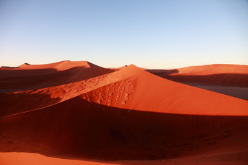 Fototapeta na wymiar Huge Red sand dunes in Sossusvlei desert in Namibia in the sunrise
