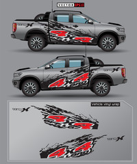 4 wheel drive truck and car graphic vector. abstract lines with gray background design for vehicle vinyl wrap