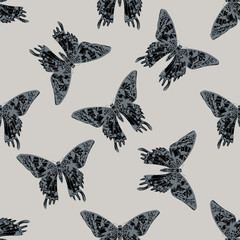 Seamless pattern with hand drawn stylized urania rhipheus
