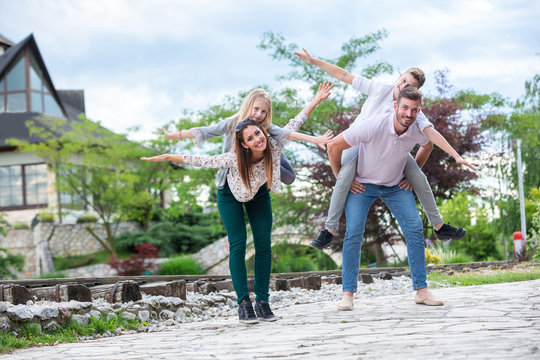 Happy Family Goofing Around And Having Fun