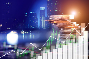 Stock market or forex trading graph and candlestick chart suitable for financial investment concept. Forex trading candlestick chart economic , ECN Digital economy.