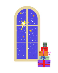 Christmas Time. Vector Illustration for Greeting Card.