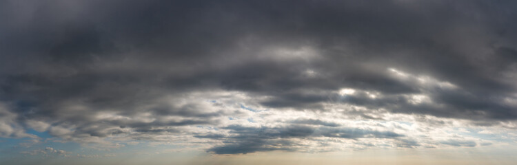 Fantastic dark thunderclouds, sky panorama