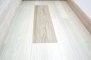 Cream-colored wooden flooring in the room.