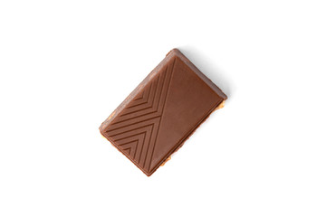 Chocolate with nuts isolated on white background.