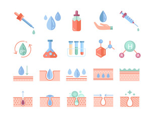 Colorful skin care and beauty cosmetics icons set. Vector illustration