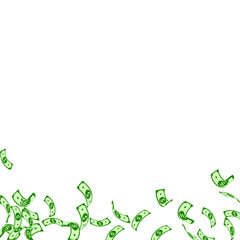 American dollar notes falling. Sparse USD bills on