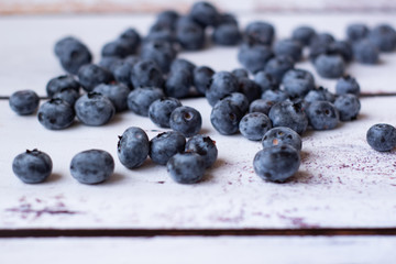 Fresh blueberries on a white background.