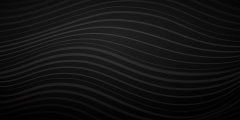 Abstract background of wavy lines of various thicknesses in black colors