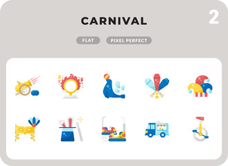 Carnival Flat  Icons Pack for UI. Pixel perfect thin line vector icon set for web design and website application.
