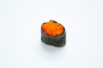 Japanese Sushi,Tobiko sushi food,Tobiko roe sushi fish egg on white
