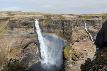 Najwyższy wodospad na Islandii, tęcza - obrazy, fototapety, plakaty