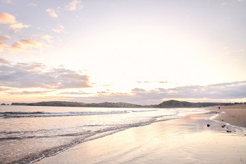 View of a beach at dawn in northern Spain.