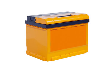 Lead-acid battery on a white background for a car